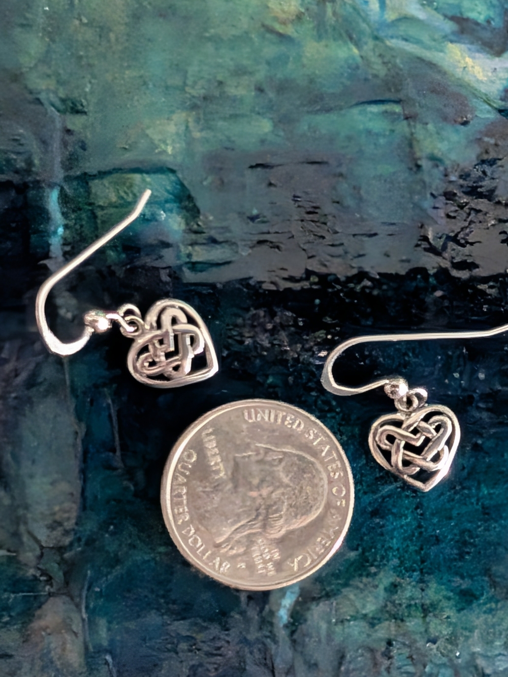 Sterling Silver Celtic Heart Drop Earrings - Silver - Picture 7 of 8